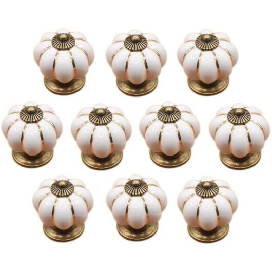 Linghhang - White)10 Pcs Ceramic Drawer Knobs Furniture Knob for Kitchen Drawers and Cupboards