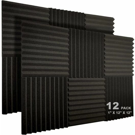 Lot de 12 Panneaux de Mousse Acoustique, 2,5 x 30,5 x 30,5 cm Studio Insonorisé en Forme de Coin Ignifuge Insonorisant Liner Mousse de Traitement