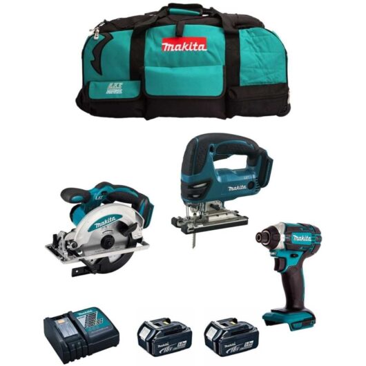 Makita - Kit 18V MSB3P2B (DJV180 + DSS610 + DTD152 + 2 x 5,0 Ah + DC18RC + Trolley)