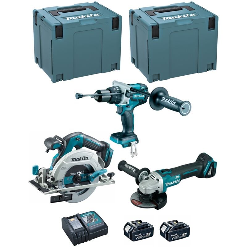 Makita - Kit DLX3095PTJ (DHP481 + DGA506 + DHS680 + 2 x 5,0 Ah + DC18RC + 2 x makpac 4)