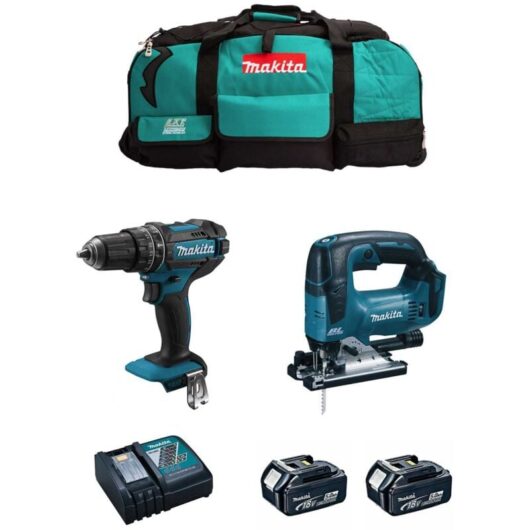 Makita - Kit MK202 (DHP482 + DJV182 + 2 x 5,0 Ah + DC18RC + LXT600)