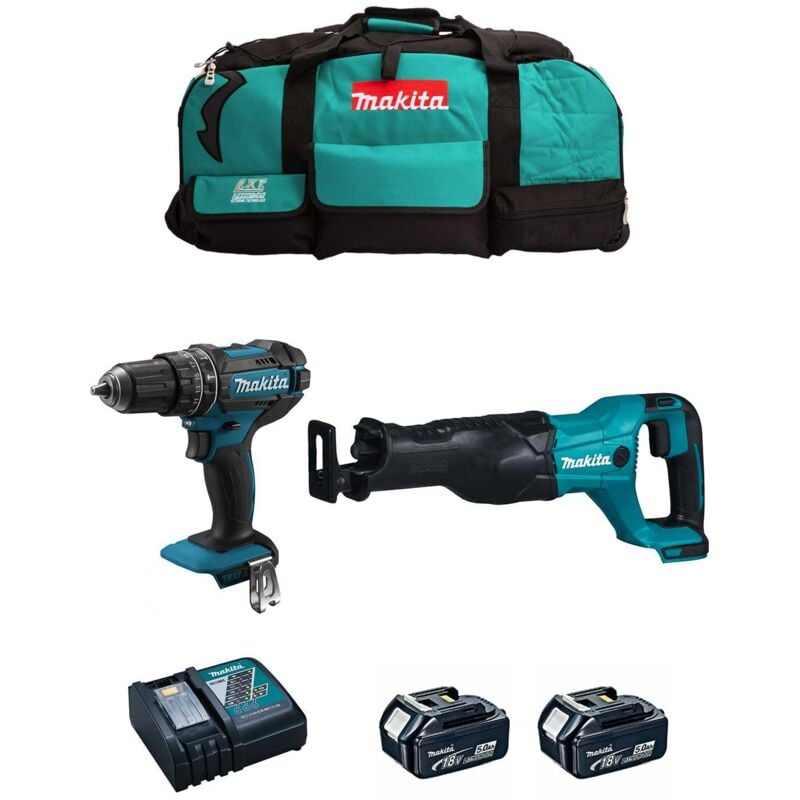 Makita - Kit MK204 (DHP482 + DJR186 + 2 x 5,0 Ah + DC18RC + LXT600)