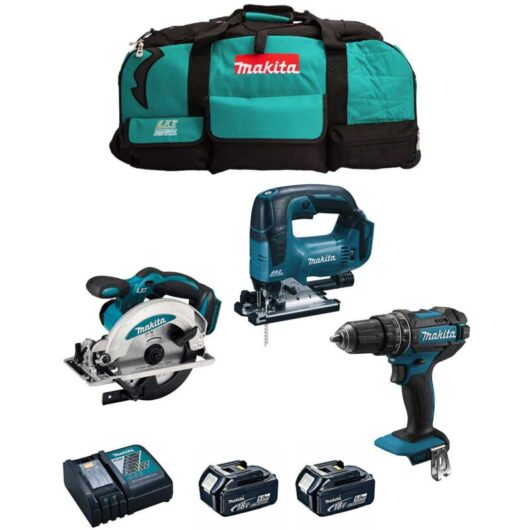 Makita - Kit MK302 (DHP482 + DSS610 + DJV182 + 2 x 5,0 Ah + DC18RC + LXT600)