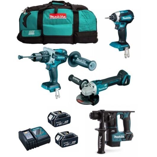 Makita - Kit MK402 (DHP481 + DHR171 + DGA504 + DTD153 + 2 x 5,0 Ah + DC18RC + LXT600)
