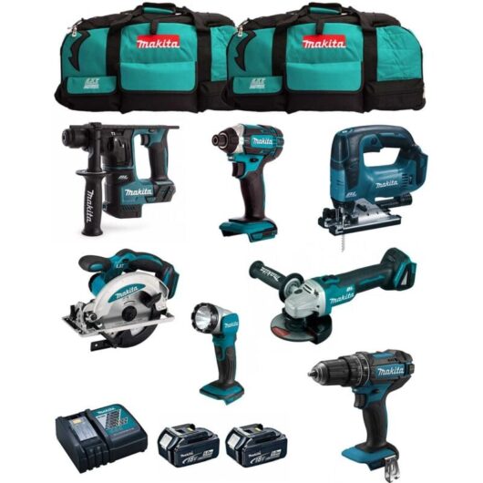 Makita - Kit MK701 (DDF482 + DHR171 + DGA504 + DTD152 + DJV182 + DSS610 + DML802 + 2 x 5,0 Ah + DC18RC + 2 x LXT600)