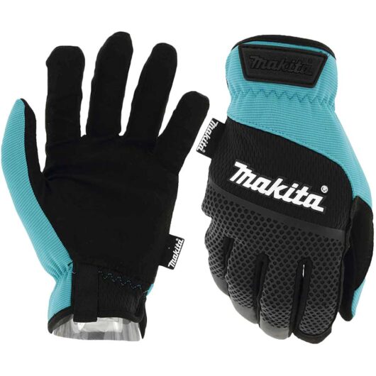 Makita Open Cuff Working Gloves Black / Blue XL Pack of 1