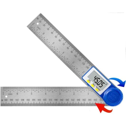 Memkey - Digital Protractor, Stainless Steel Angle Ruler for Carpenters and False Square, 360° Measuring Range, Steel Ruler for Woodworking for