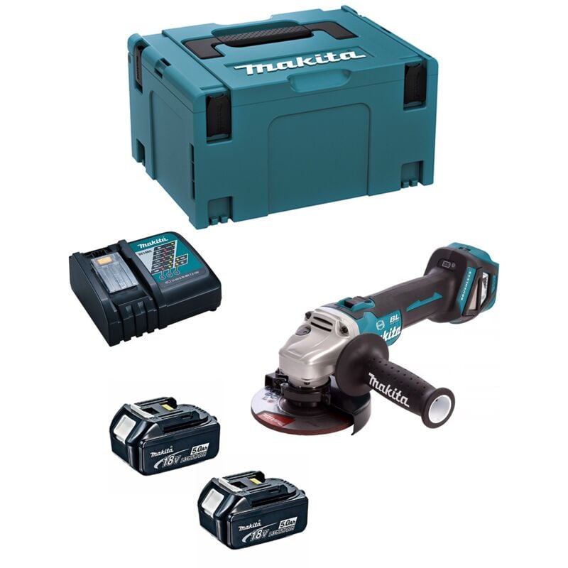 Mini-Grinder Makita DGA513RTJ (2 x 5,0 Ah + DC18RC + makpac 3)