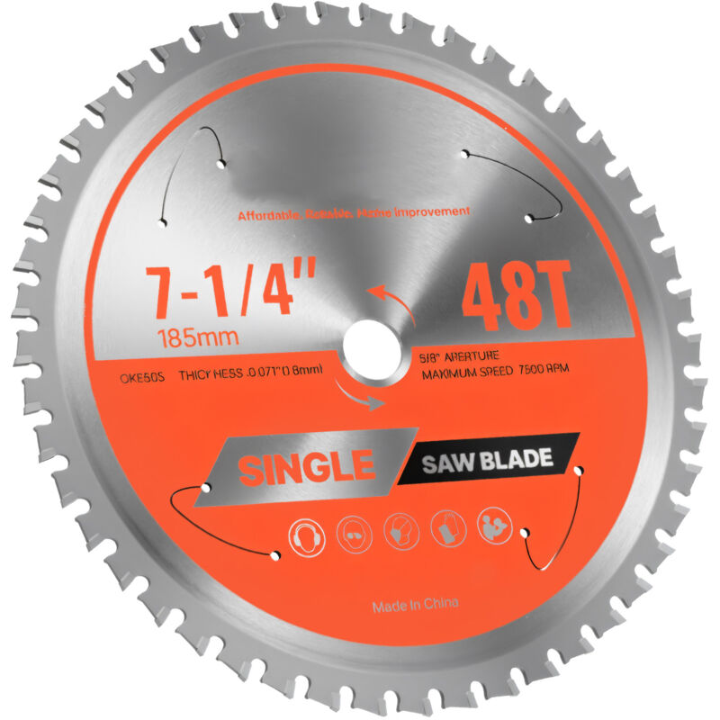 Mophorn Circular Saw Blade, 185 mm Diameter, 48 Precision Alloy Teeth, 15.875 mm Arbor, Smooth Finish, Metal Cutting Blade for Circular Saws,