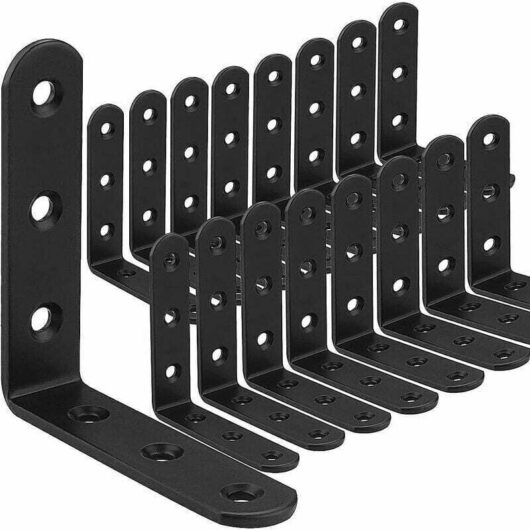 Mumu - 16 pieces black metal bracket 100 x 100 mm, 90 degree wooden bracket, metal bracket for wooden shelf, furniture, chair, table