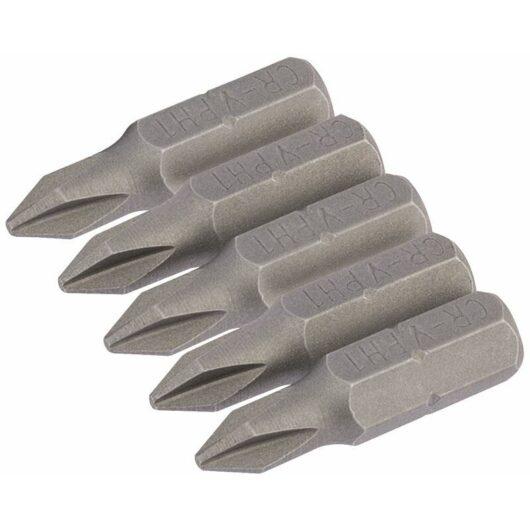 No.1 1/4 Hex. Cross Slot Insert Bit 25mm Long x 5 (64017) - Draper