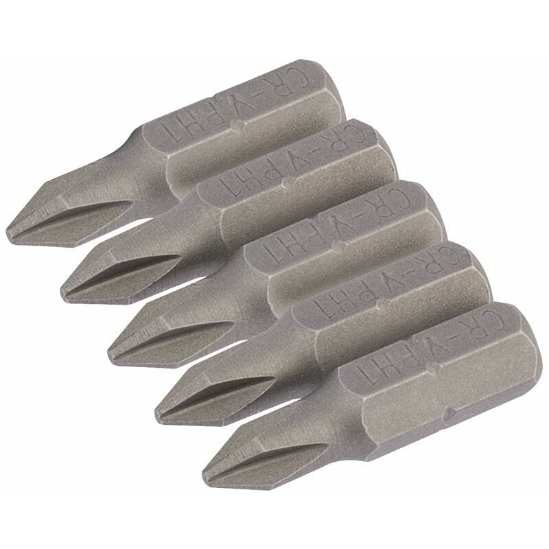 No.1 1/4 Hex. Cross Slot Insert Bit 25mm Long x 5 (64017) - Draper