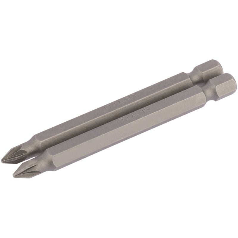 No.1 1/4 Hex. pz Type Insert Bit 75mm Long x 2 (64311) - Draper