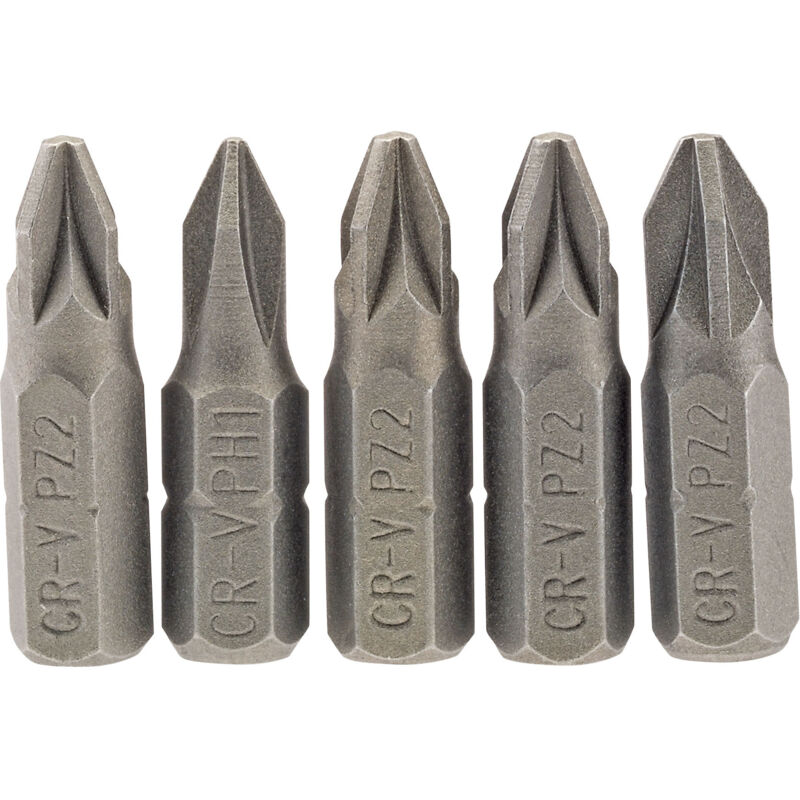 No.2 1/4 Hex. pz Type Insert Bit 25mm Long x 5 (64015) - Draper