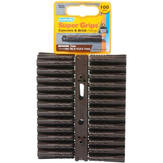 Plasplugs - sbp 503 Solid Wall Super Grips Fixings Brown (100) PLASBP503
