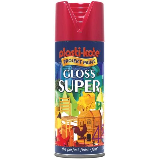 PlastiKote 440.0011120.076 Gloss Super Spray Paint - Bright Red, 400ml