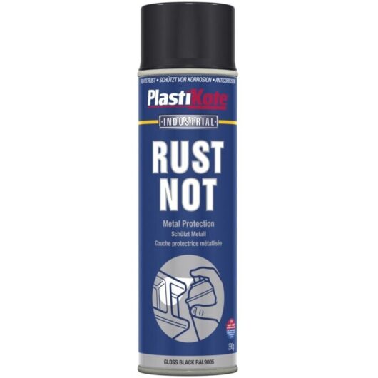 PlastiKote Rust Not Spray Gloss Black Aerosol Paint - 500ml (PKT783)