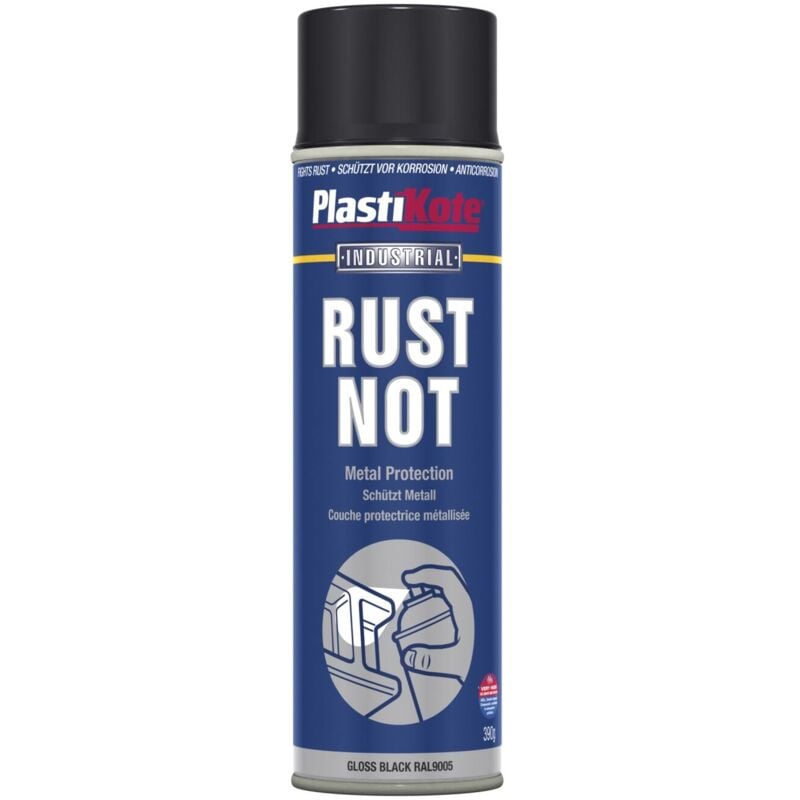 PlastiKote Rust Not Spray Gloss Black Aerosol Paint - 500ml (PKT783)