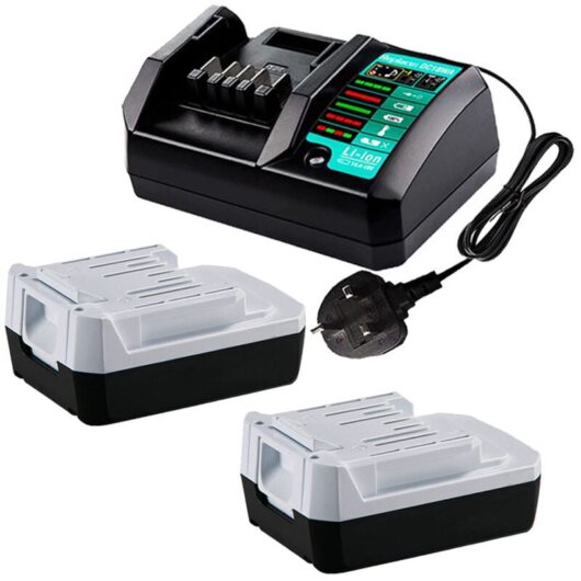 Powerwings - 2X BL1413G 196375-4 14.4V 1.3Ah Battery BL1411G BL1415G with Charger DC18WA 14.4-18V for Makita HP347 HP347D DF347D JV143D TD126D UH480D