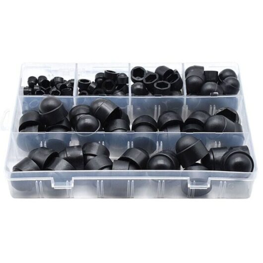Qersta - 145Pcs pe Bolt Covers Screw Nut Caps Nuts Covers Screw Bolt Caps 6 Sizes Available with Storage Box (Black)