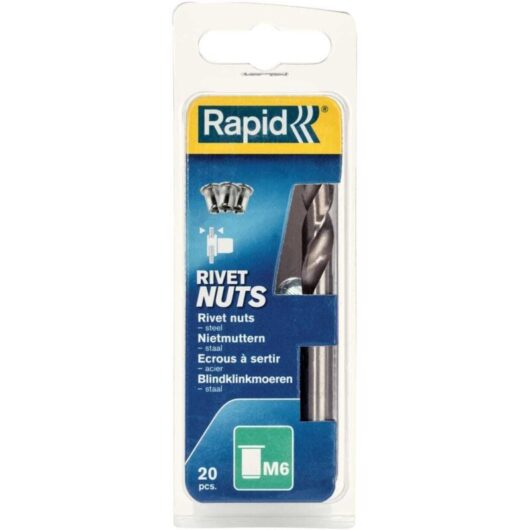 Rapid - 5000673 Steel Rivet Nuts M6 (Pack 20 + Free Drill Bit) RPD5000673