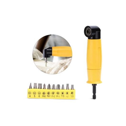 Right Angle Adapter, Strong Magnet, Standard Size Screwdriver Extension Handle, Easy to Replace, High Strength, Durable + 10 Adapter Bits