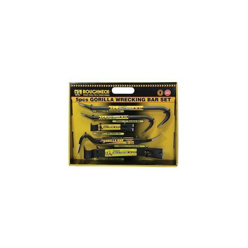 Roughneck - Heavy Duty 5pc Gorilla Wrecking Bar Pry Bar Crowbar Set Kit ROU64961DB