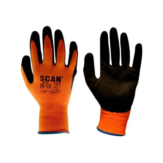 Scan - Hi-Vis Orange Foam Latex Coated Gloves - xxl (Size 11) scaglolatoxx