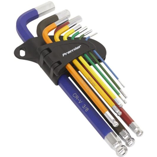Sealey - AK7197 Premier Imperial Long Ball-End Hex Key Set 9pc