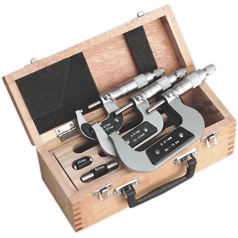 Sealey - AK9651M External Micrometer Set 3pc