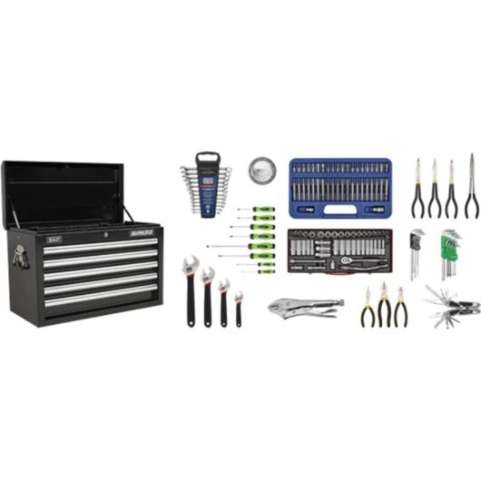 Sealey AP33059BCOMBO Superline PRO® Topchest 5 Drawer with 139pc Tool Kit - Black