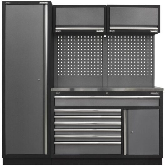 Sealey - APMSSTACK09SS Superline PRO® Storage System with Stainless Steel Worktop 1.96m