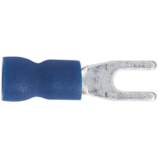 Sealey - BT13 Easy-Entry Fork Terminal 3.7mm (4BA), Blue - Pack of 100