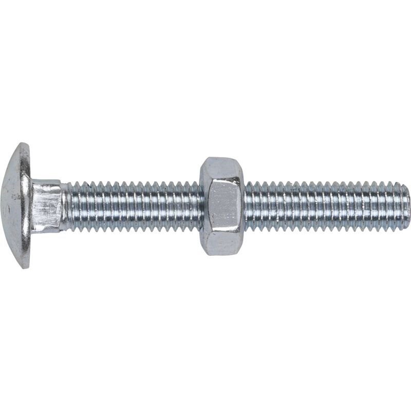 Sealey - CBN1075 Zinc Plated Coach Bolt & Nut M10 x 75mm, din 603 - Pack of 50