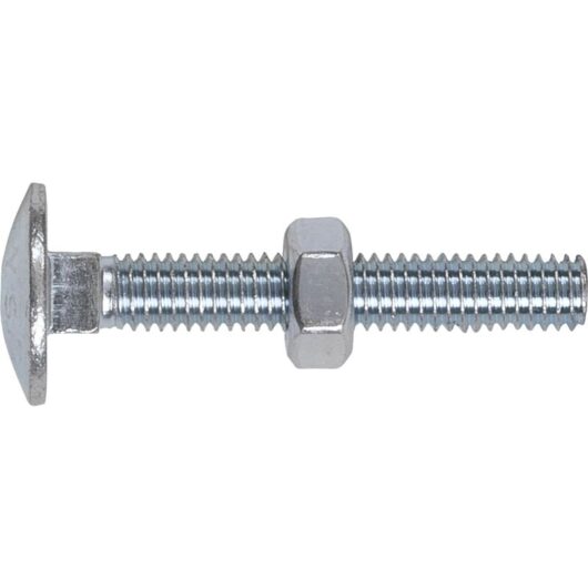 Sealey CBN640 Zinc Plated Coach Bolt & Nut M6 x 40mm, DIN 603 - Pack of 100