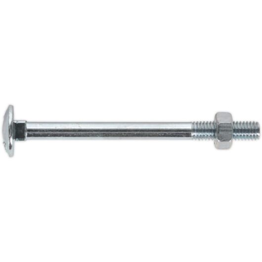 Sealey - CBN675 Zinc Plated Coach Bolt & Nut M6 x 75mm, din 603 - Pack of 100