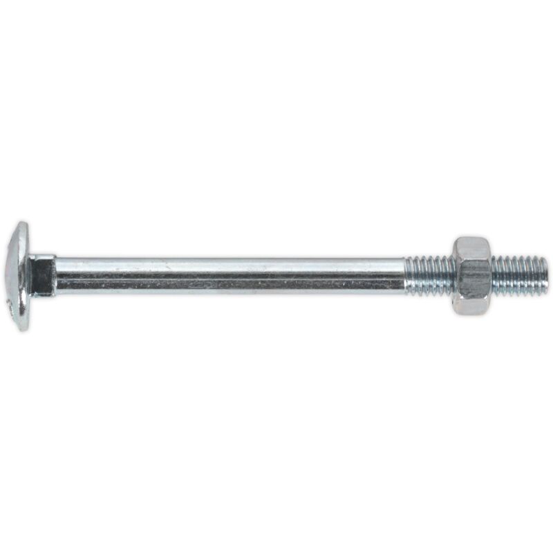 Sealey - CBN675 Zinc Plated Coach Bolt & Nut M6 x 75mm, din 603 - Pack of 100