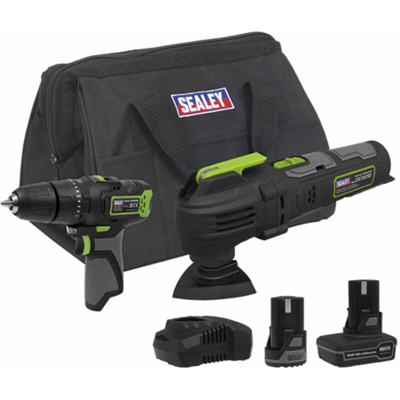Sealey - CP108VCOMBO5 2 x SV10.8 Series Cordless Combi Drill & Multi-Tool Kit 10.8V - 2 Batteries