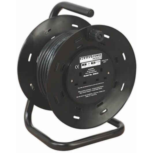 Sealey - Cable Reel 25m 4 x 230V 1.25mm Thermal Trip BCR25