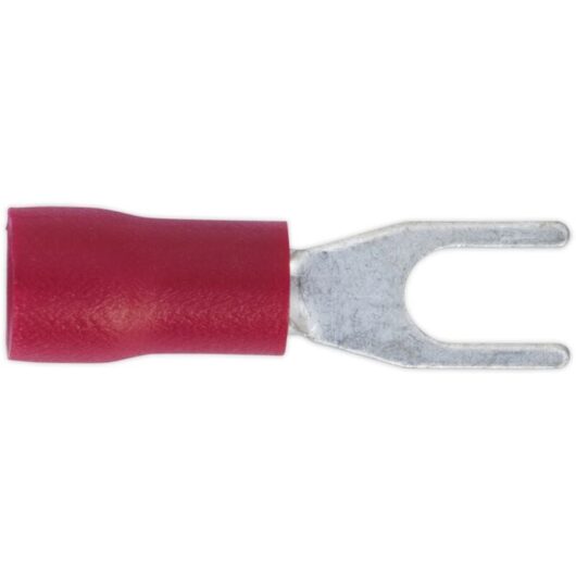 Sealey - RT13 Easy-Entry Fork Terminal 3.7mm (4BA), Red - Pack of 100