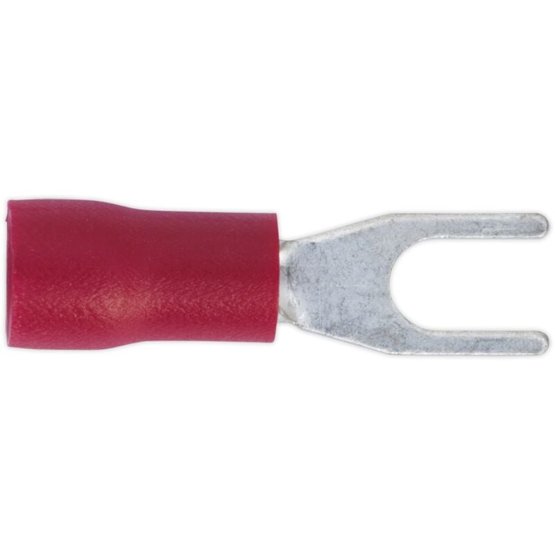 Sealey - RT13 Easy-Entry Fork Terminal 3.7mm (4BA), Red - Pack of 100
