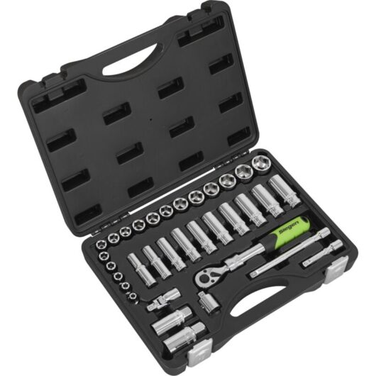 Sealey - S01287 Siegen Extendable Ratchet Socket Set 3/8''Sq Drive 34pc