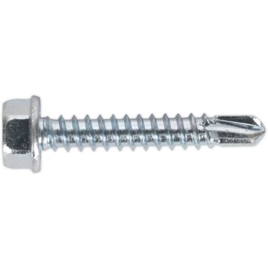 Sealey - SDHX4225 Zinc Plated Self-Drilling Hex Head Screw 4.2 x 25mm - Pack of 100