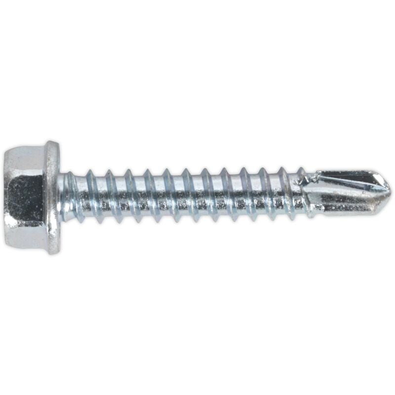 Sealey - SDHX4225 Zinc Plated Self-Drilling Hex Head Screw 4.2 x 25mm - Pack of 100