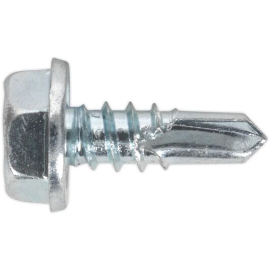 Sealey - SDHX4813 Zinc Plated Self-Drilling Hex Head Screw 4.8 x 13mm - Pack of 100