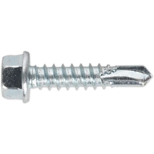 Sealey - SDHX5525 Zinc Plated Self-Drilling Hex Head Screw 5.5 x 25mm - Pack of 100