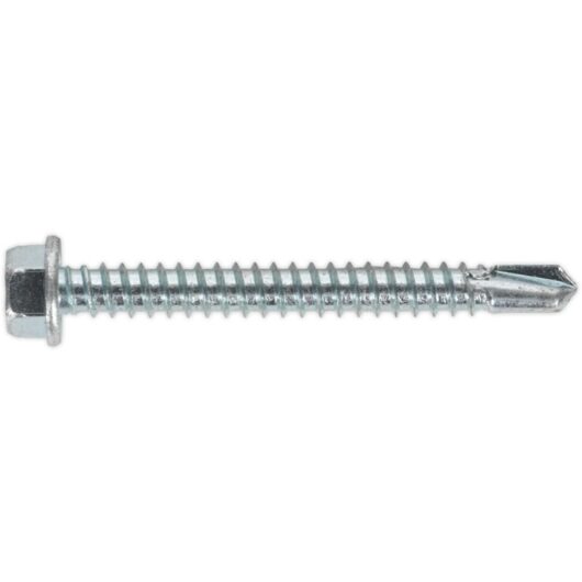 Sealey - SDHX5550 Zinc Plated Self-Drilling Hex Head Screw 5.5 x 50mm - Pack of 100