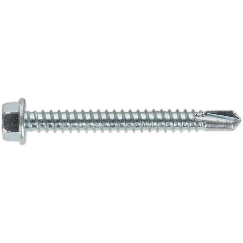 Sealey - SDHX5550 Zinc Plated Self-Drilling Hex Head Screw 5.5 x 50mm - Pack of 100