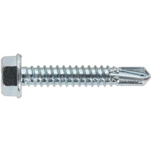 Sealey - SDHX6338 Zinc Plated Self-Drilling Hex Head Screw 6.3 x 38mm - Pack of 100