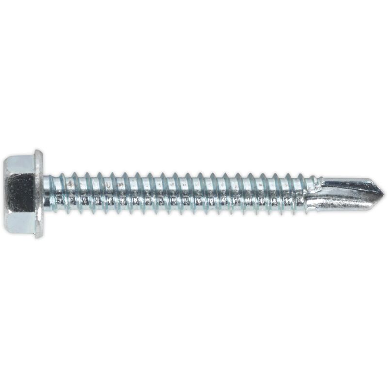 Sealey - SDHX6350 Zinc Plated Self-Drilling Hex Head Screw 6.3 x 50mm - Pack of 100